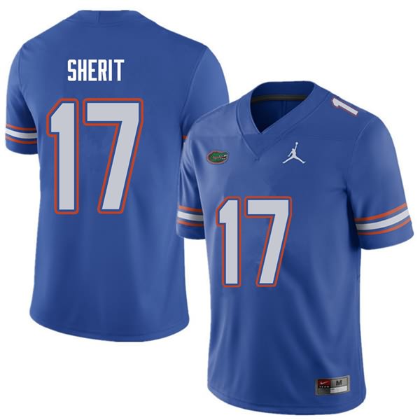 Men's NCAA Florida Gators Jordan Sherit #17 Stitched Authentic Jordan Brand Royal College Football Jersey PHU6865SH